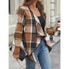 YYFS Женская мода, повседневные клетчатые принты, осенне-зимние куртки и пальто-поло с длинными рукавами и воротником