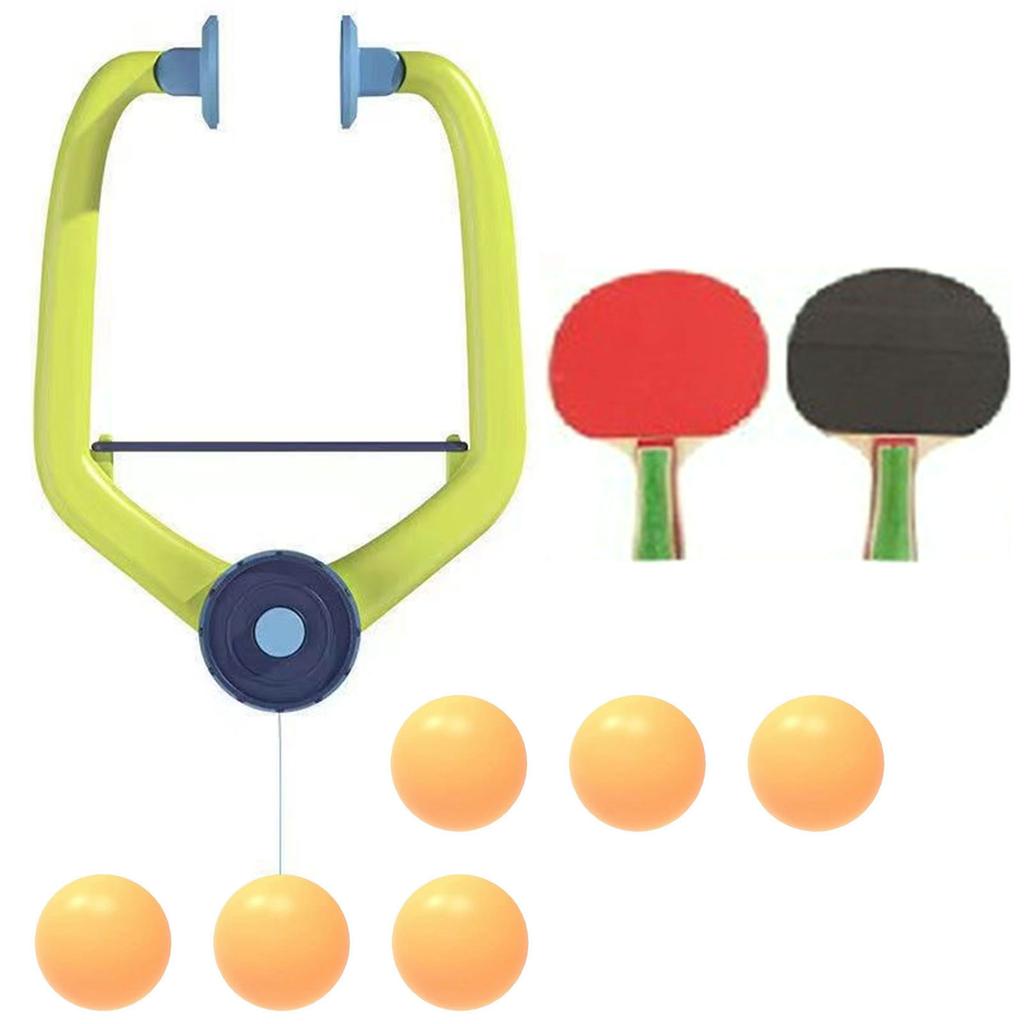 Hanging Table Tennis Trainer Set Door Pingpong Game for Kids with Racket & Balls Adjustable Hanging Table Tennis Trainer