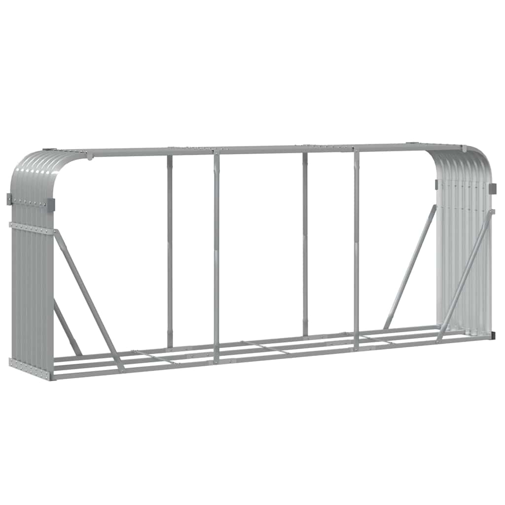Firewood Storage Rack Light Gray 234x45x100 cm Galvanized Steel