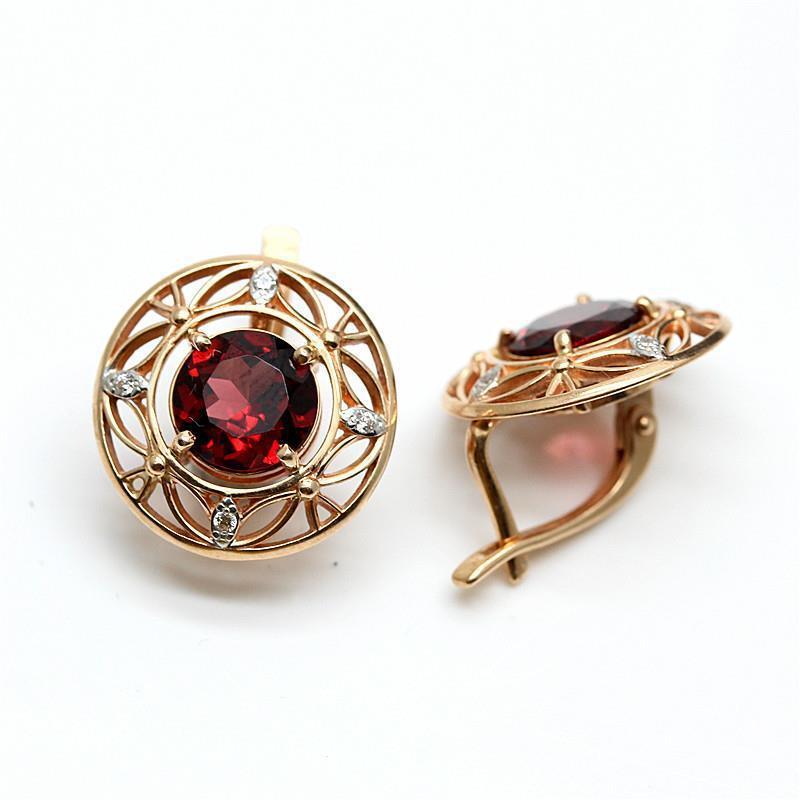 Изысканные русские серьги 585 пробы с покрытием из розового золота, с красным камнем, 14 карат, роскошный иностранный стиль, для интернет-знаменитости, благородные серьги