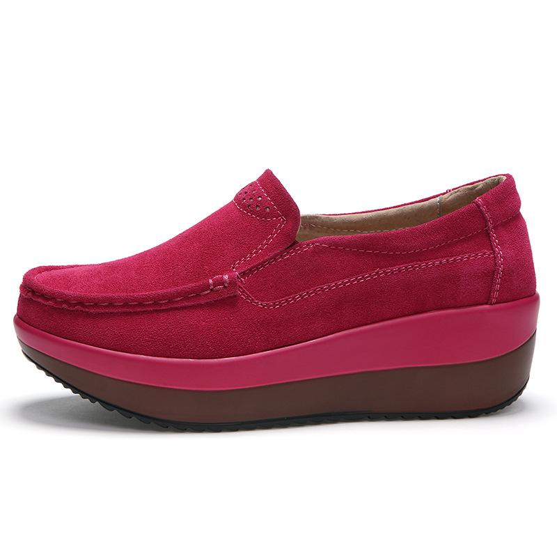 НовыеВеснаОсеньОбувьЖенскаяПлатформаЖенская ОбувьКоровьяЗамшаКожаБлоферыТолстаяПодошваЖенскиеЛоферыМокасины