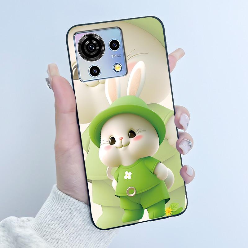 Для ZTE Blade V50 Vita Чехол Роскошный Милый Кролик с Сердечками Смешной Черный Мягкий Силиконовый Чехол для Телефона Для ZTE BladeV50 Vita V50Vita Обложка