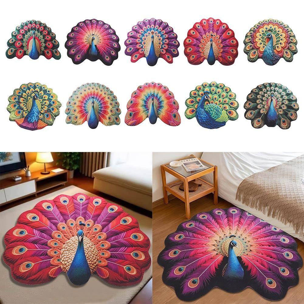 Soft Peacock Mat Special-shaped Door Gasket Bathroom Floor Mat for Living Room Tea Table Bedside