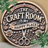 Vintage Style Metal Aluminum Wall Art Sign "The Craft Room Is My Happy Place" - 8x8 Inch Decorative Plaque for Bedroom, Kitchen