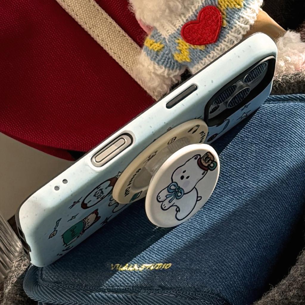 Blue Puppy Magnetic Holder for IPhone 17 Phone Case for IPhone 16 Promax Film Cartoon 14 Hard 15