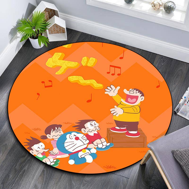 Doraemon Round Area Rug,Carpet Rug for Living Room Bedroom Sofa Playroom Decor,Non-slip Floor Mat