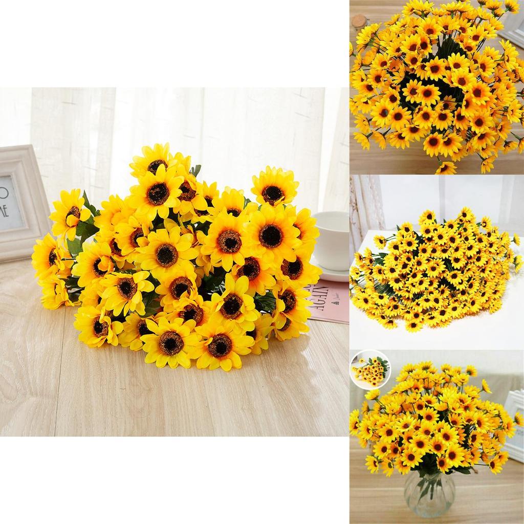 Realistic Appearance Artificial Sunflower Fake Silk Flower For Home Decoration**