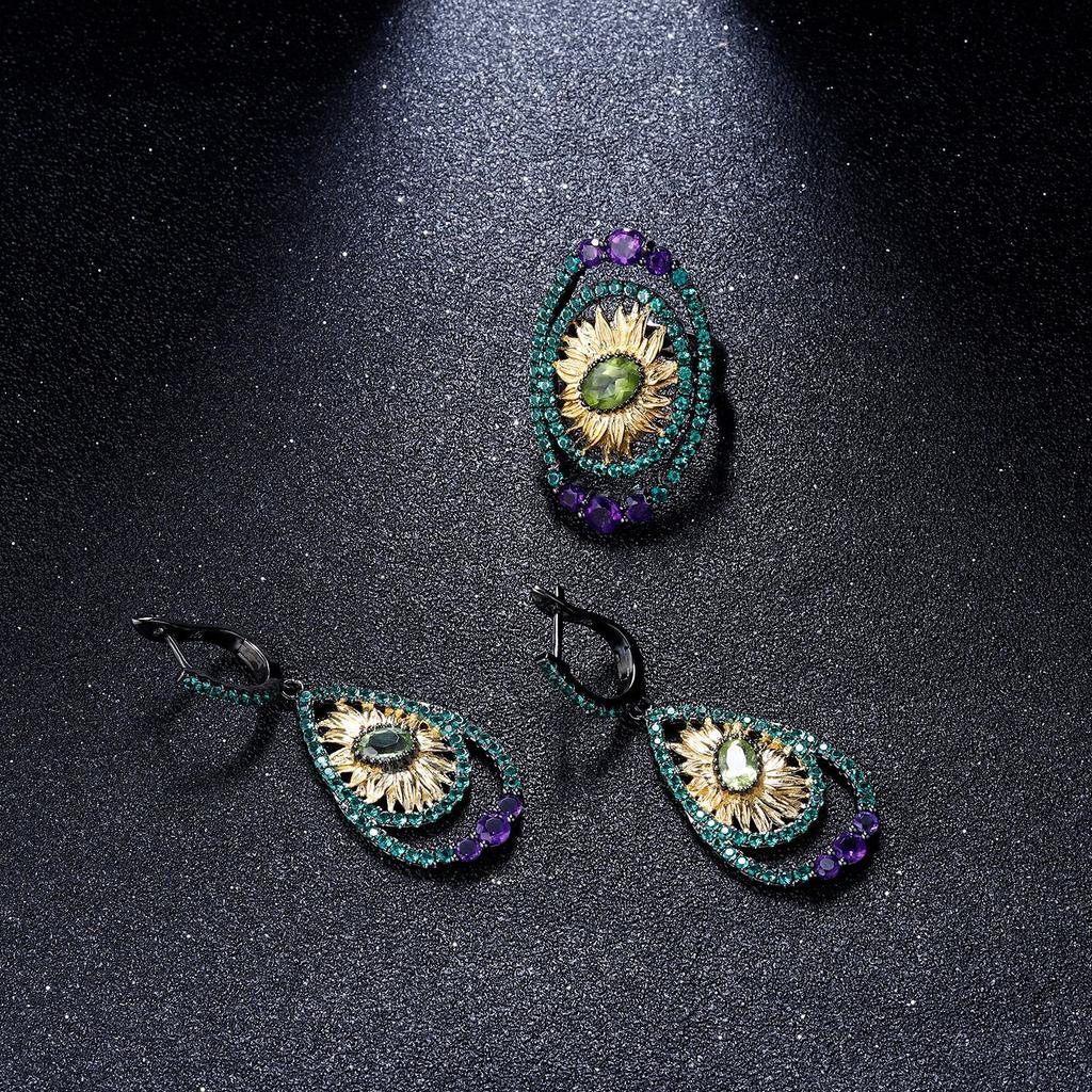 Итальянские ювелирные изделия, оригинальные дизайнерские серьги, натуральный дизайн, серебряные серьги 925 пробы с сокровищами натурального цвета