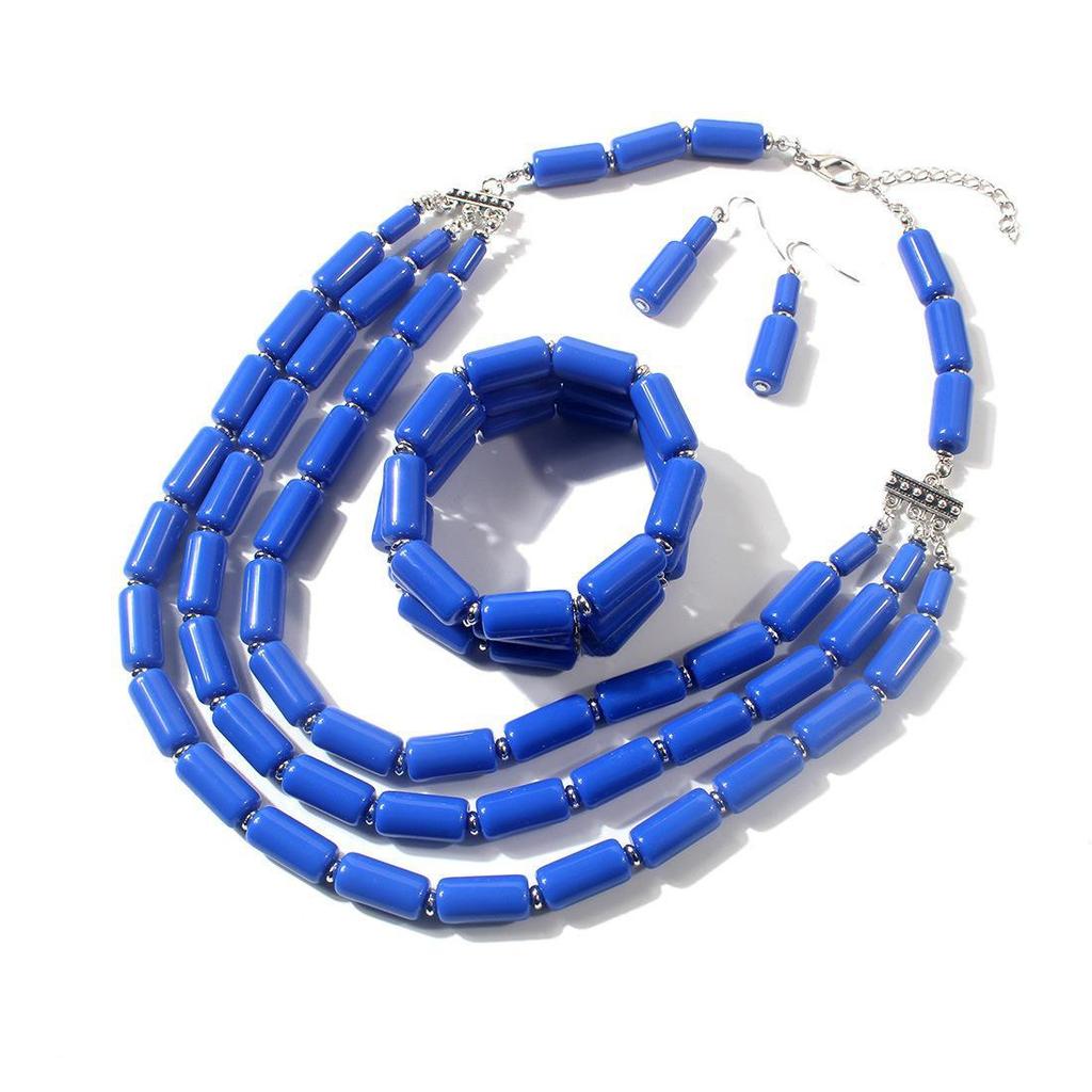 Комплект из трех частей: многослойное европейско-американское ожерелье из бисера - Модель 6630