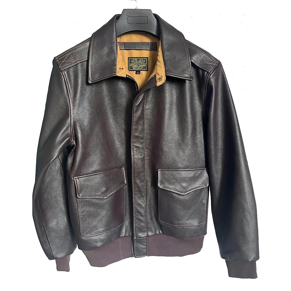 Chinese Size Men Leather Jacket Real Cowhide A2 Pilot Jacket Air Force Flight Jackets Men's Leather Aviator Jacket