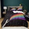 Rainbow Duvet Cover King/Queen Size LGBT Abstract Rainbow Heart Bedding Set for Girls Women Colorful Lines Soft Quilt Cover