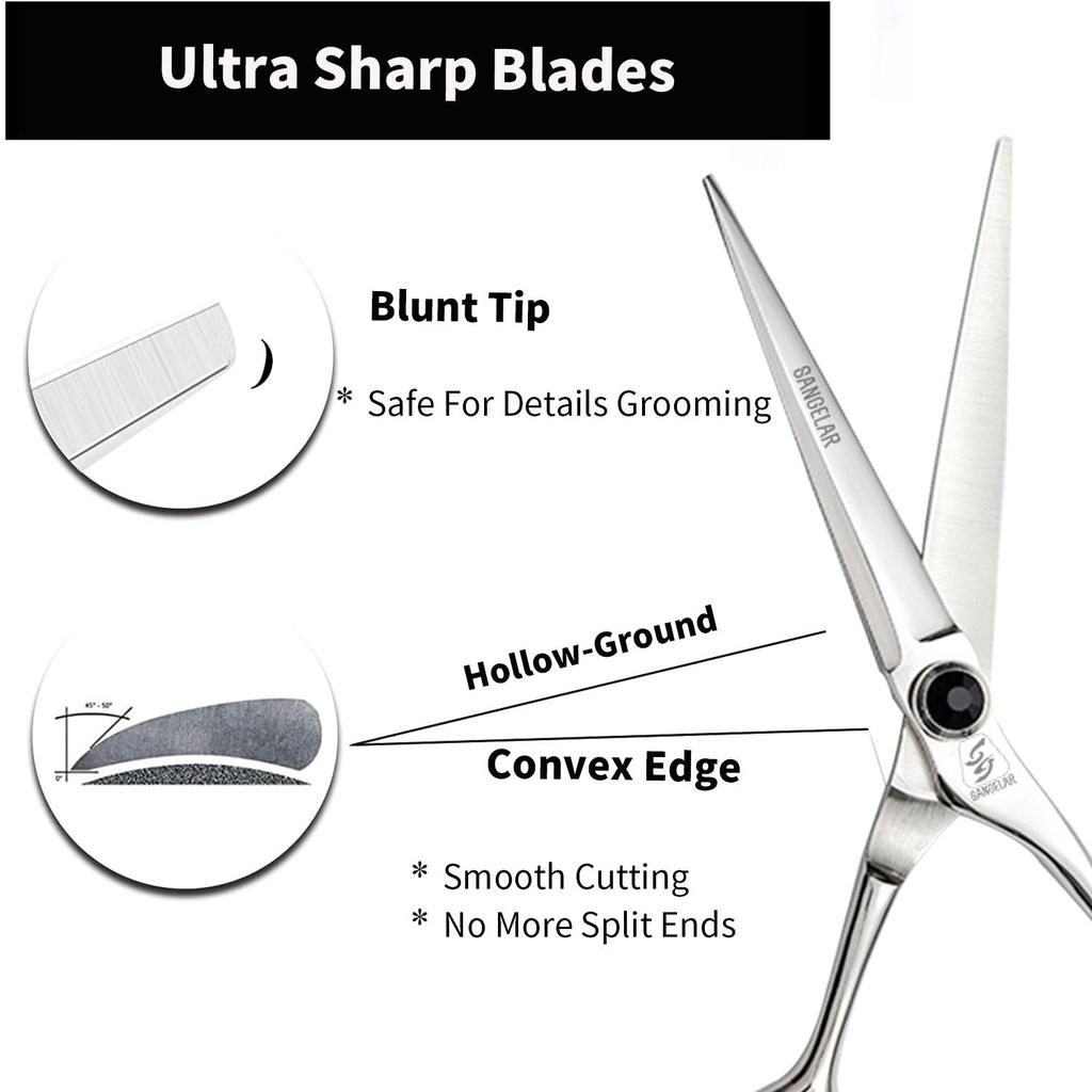 Sangelar 6-дюймовые ножницы для волос с двойным хвостом для левой и правой руки, профессиональные парикмахерские ножницы, режущие филировочные ножницы, парикмахерские инструменты