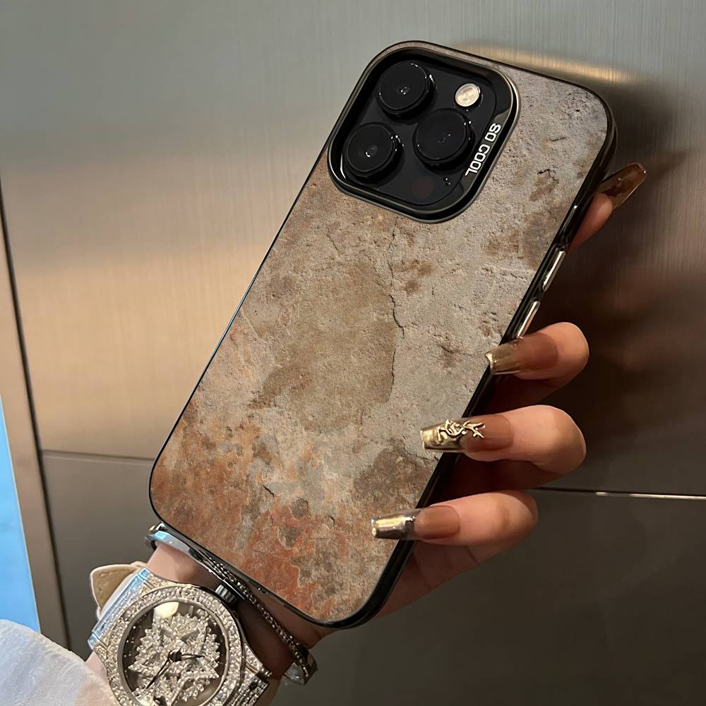 Натуральный- ржавый- текстурный Чехол для телефона Для iPhone 17,16,15,14,13,12,11 Plus Pro Max Цветной Серебристый Чехол для телефона
