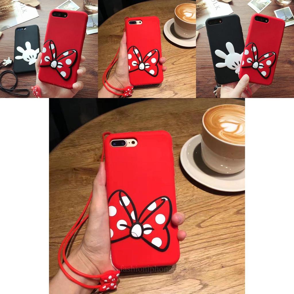 3d Etuis Coque Housse Cartoon Bow Minnie Mickey Anime Mobile Silicone Caoutchouc