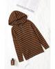 Azura Exchange Striped Knit Quarter Zip Hoodie