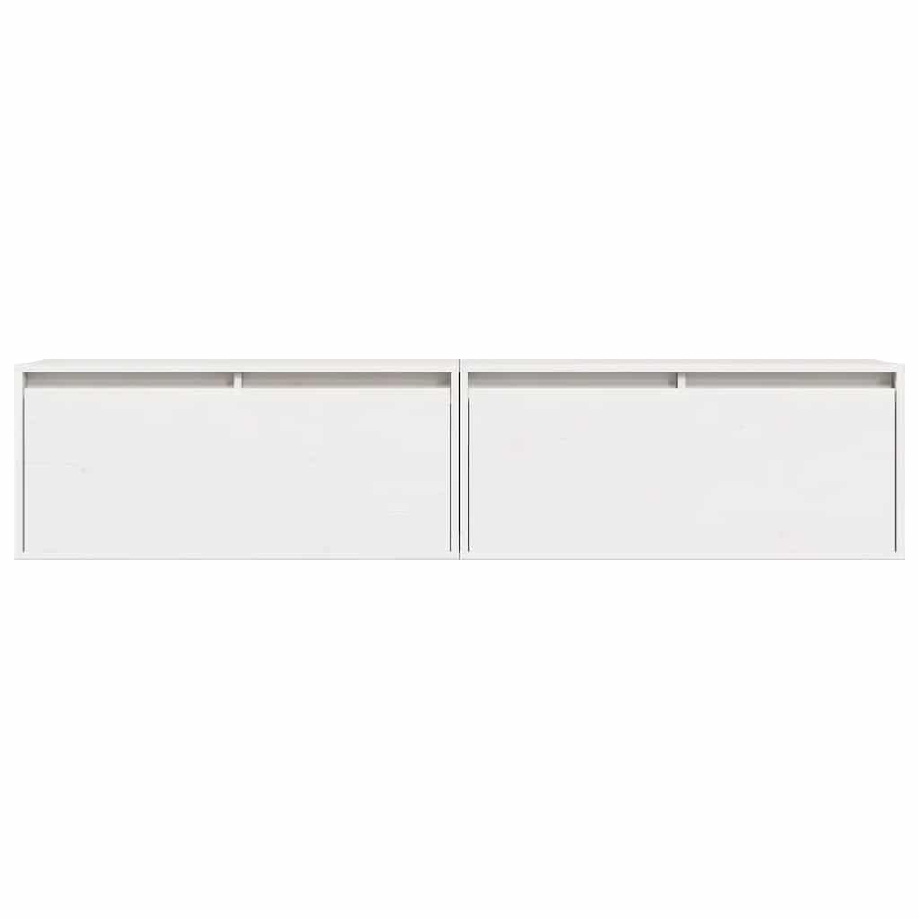 Vidaxl Szafki Ścienne, 2 Szt., Białe, 80X30X35 Cm Lite Drewno Sosnowe