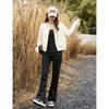 Demana Women's Korean Style Textured Baseball Jacket