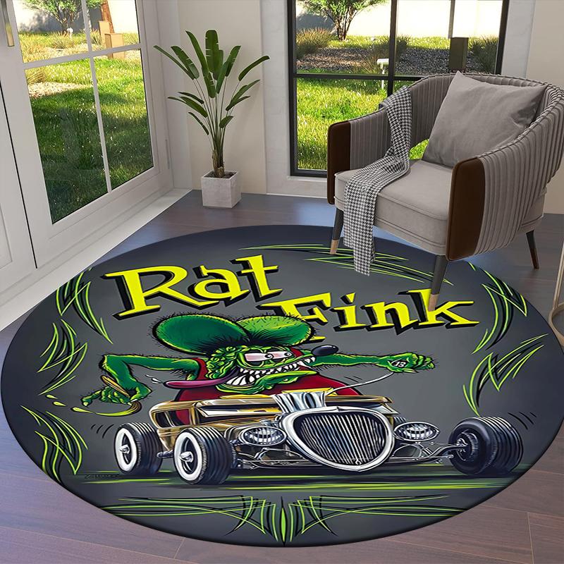 Круглый ковер Rat Fink, Ковер для гостиной, спальни, дивана, игровой комнаты, Нескользящий коврик для пола