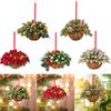 2PC Creative Christmas Wreath Hanging Basket Pendant Ornament Artificial Home Decoration Gift