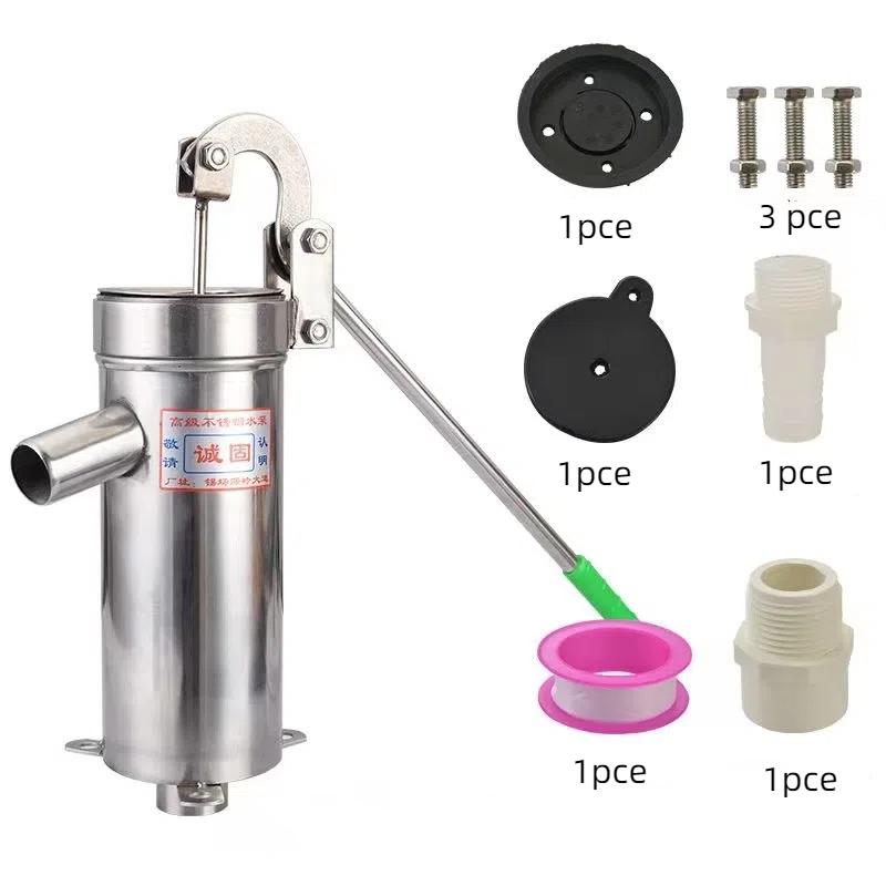 Всасывающий насос из нержавеющей стали, ручной водоструйный насос, бытовой насос для мелководных скважин, ручной насос для колодезной воды для сада, двора, фермы