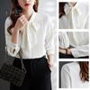 Женская рубашка со стоячим воротником, шнуровкой, бантом, длинным рукавом, плиссированный пуловер, однотонная свободная шифоновая блузка