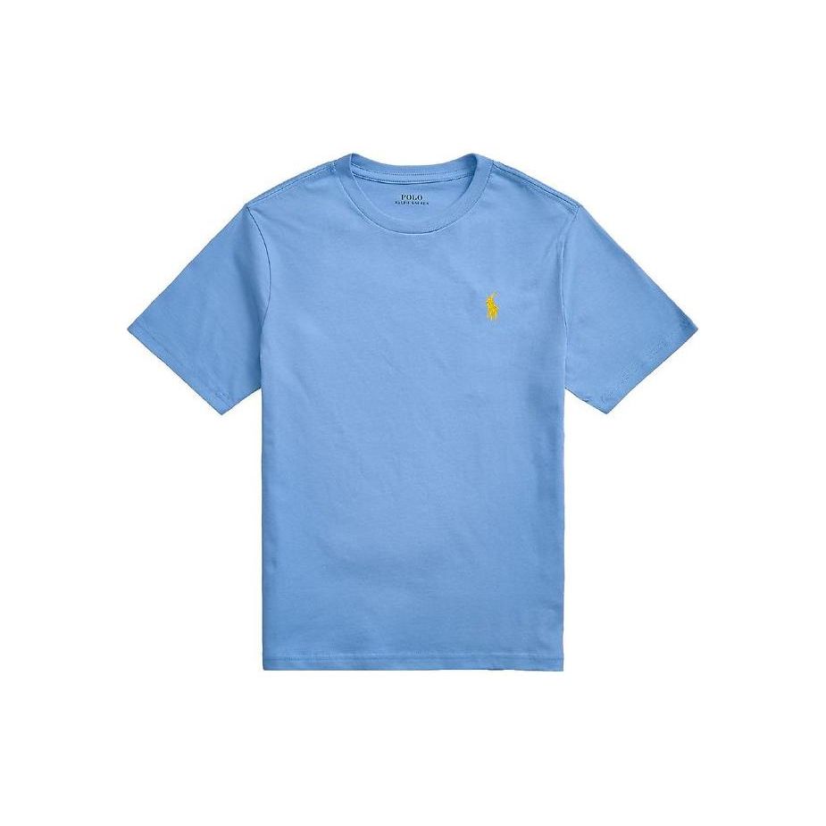 Polo Ralph Lauren Kids SS22 Solid Logo Вышитый круглый вырез с коротким рукавом Футболка Детские топы Синий 323832904-112