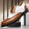 Мужские кожаные туфли-броги: Большие размеры, цветные блоки, модная официальная обувь