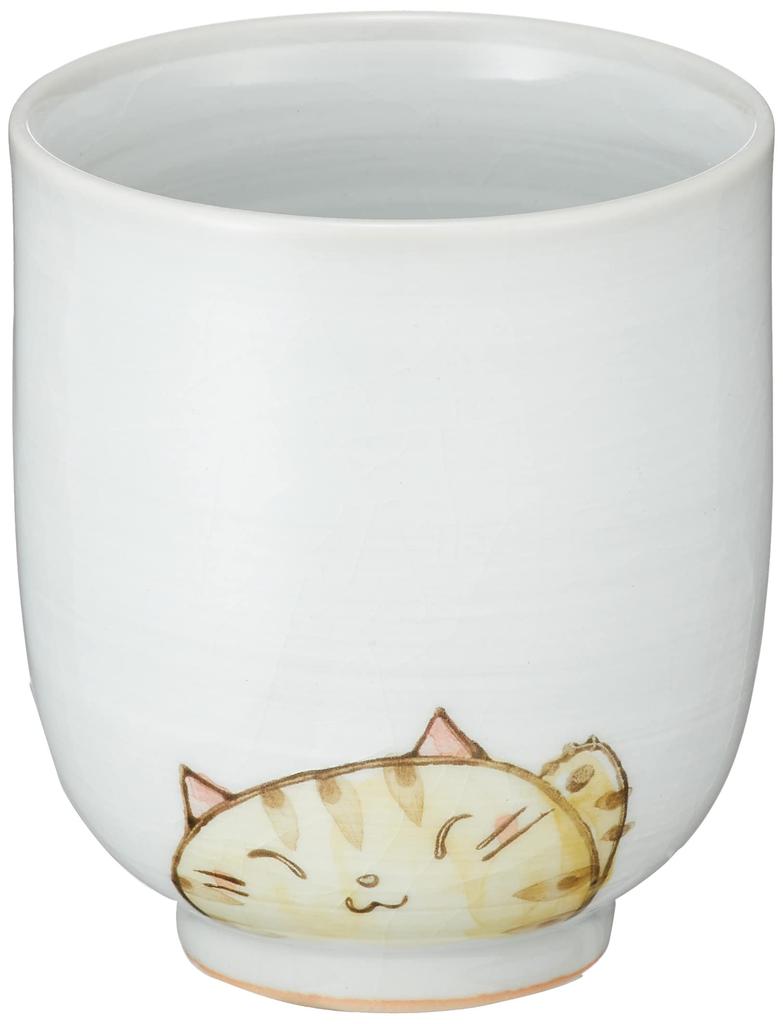 Utsuwa Roan Seto Ware Small 200ml Yumekobo Trio the Nyan Made in "Cute Utsuwa" Teacup, Approx. Capacity, Design, Yellow, Japan, 091-0029