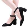 Women's 55mm Velvet Toe Ankle Strap Slingback Pumps High Heels Thick Heel Pump Party Wedding Dress Fashion Shoes