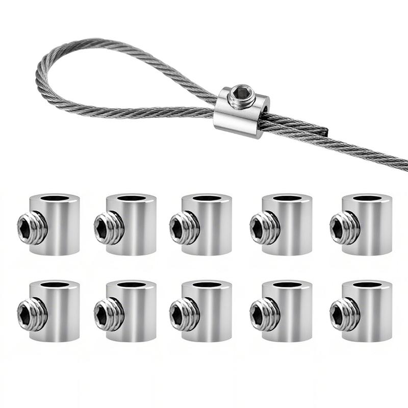 10pcs For 2mm Wire Rope Clamp Copper Suspension Clips Single Hole Retainer Clip Adjustable Screw Fixing Hardware Accessories
