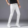 Spring and Summer Regular Style Simple Men's Slim Pure White Jeans Stretch Jeans Straight