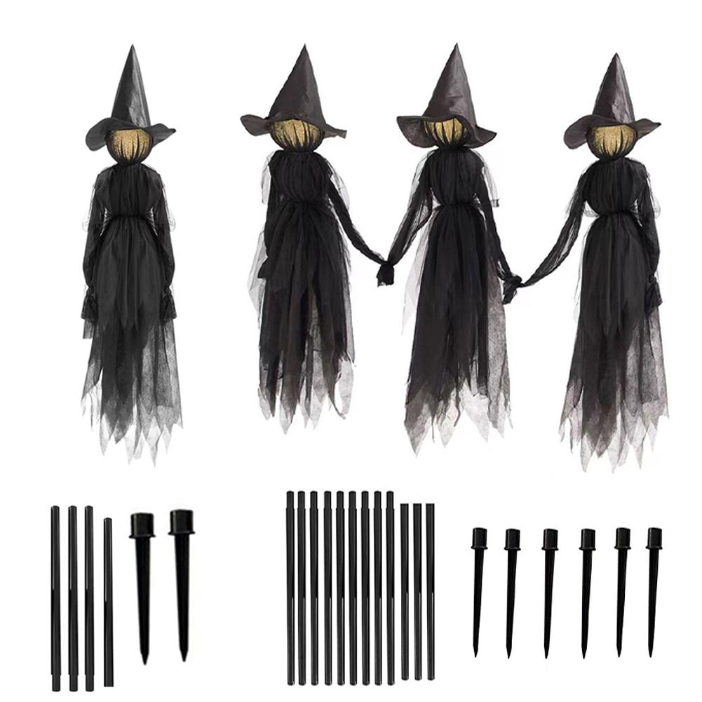 Halloween LED Scream Witch Decor with Voice Control Light Up Screaming Witch Decor Scary Witch Stake Decor for Garden Party
