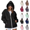 Женская и мужская модная повседневная толстовка, свободный кардиган на молнии, с длинным рукавом, куртка с капюшоном