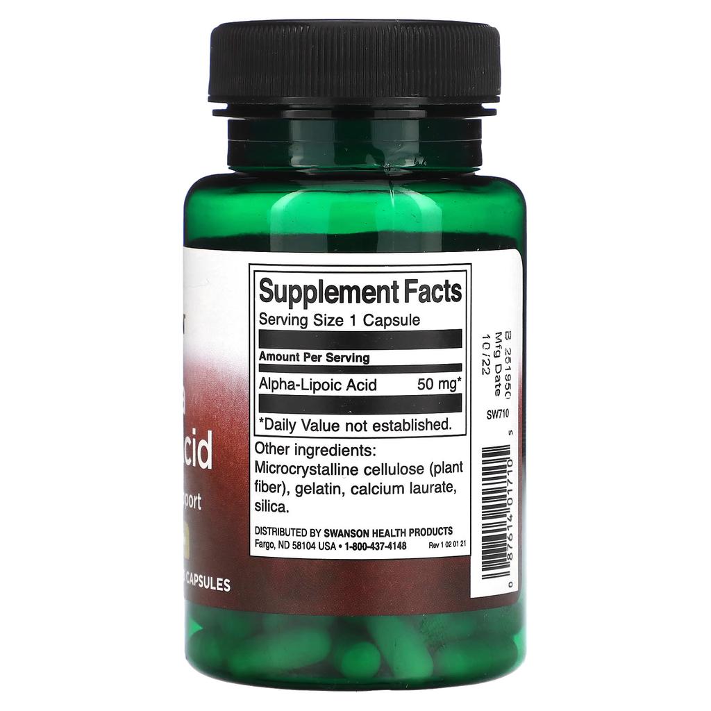 Swanson Альфа-липоевая кислота, 50 мг, 120 капсул