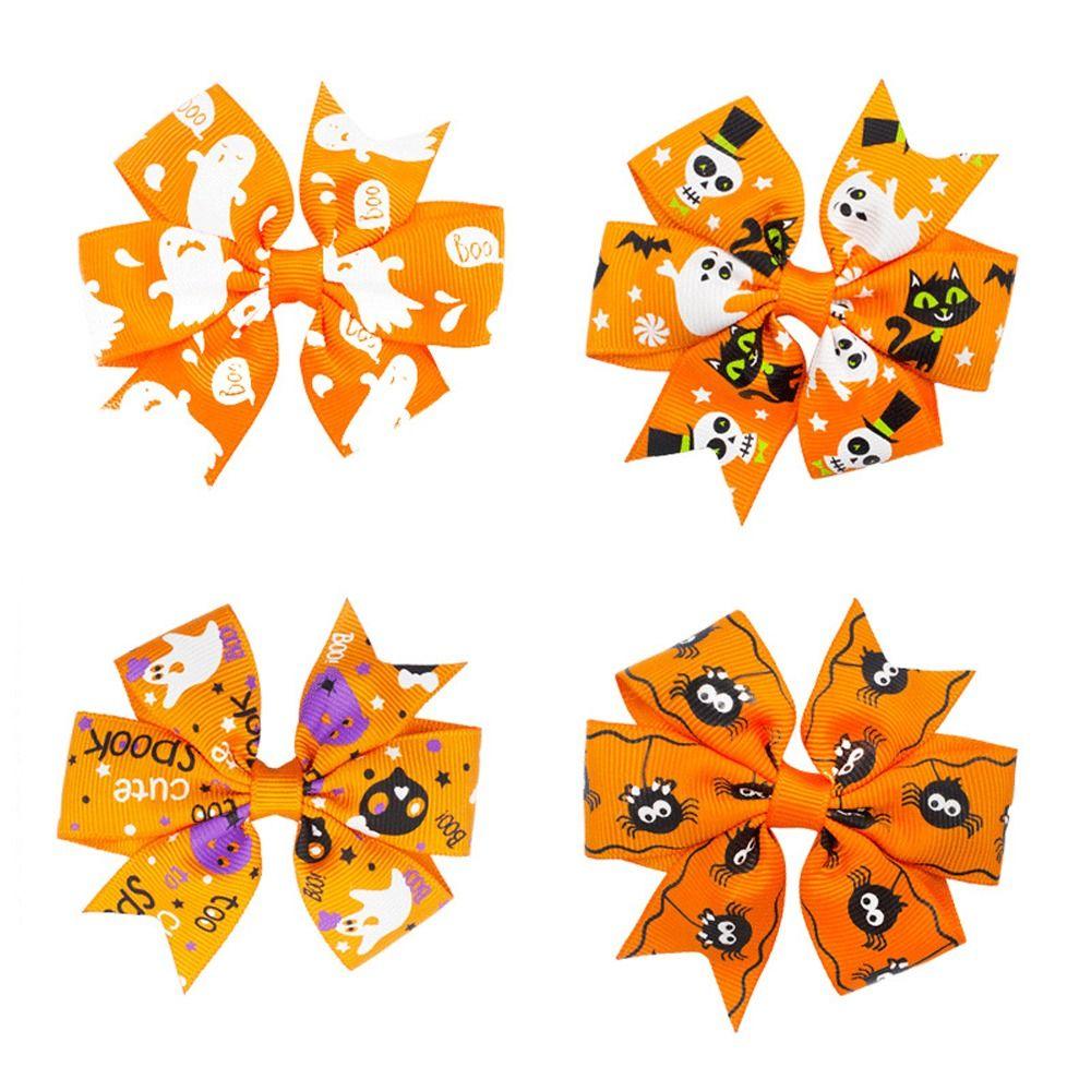 Заколка для волос в виде тыквы и летучей мыши-скелета, заколка-уточка, смешной бант на Хэллоуин, заколка для волос, косплей