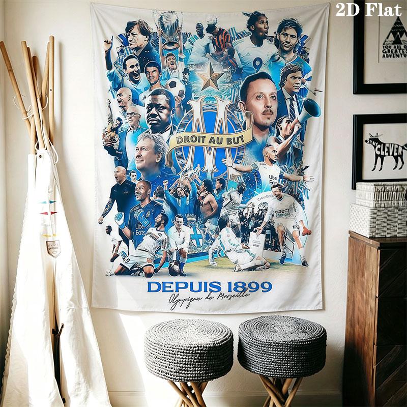 Olympique de Marseille Wall Hanging Printed Fabric Blanket Decorative Tapestries for Bedroom Living Room Home Decor