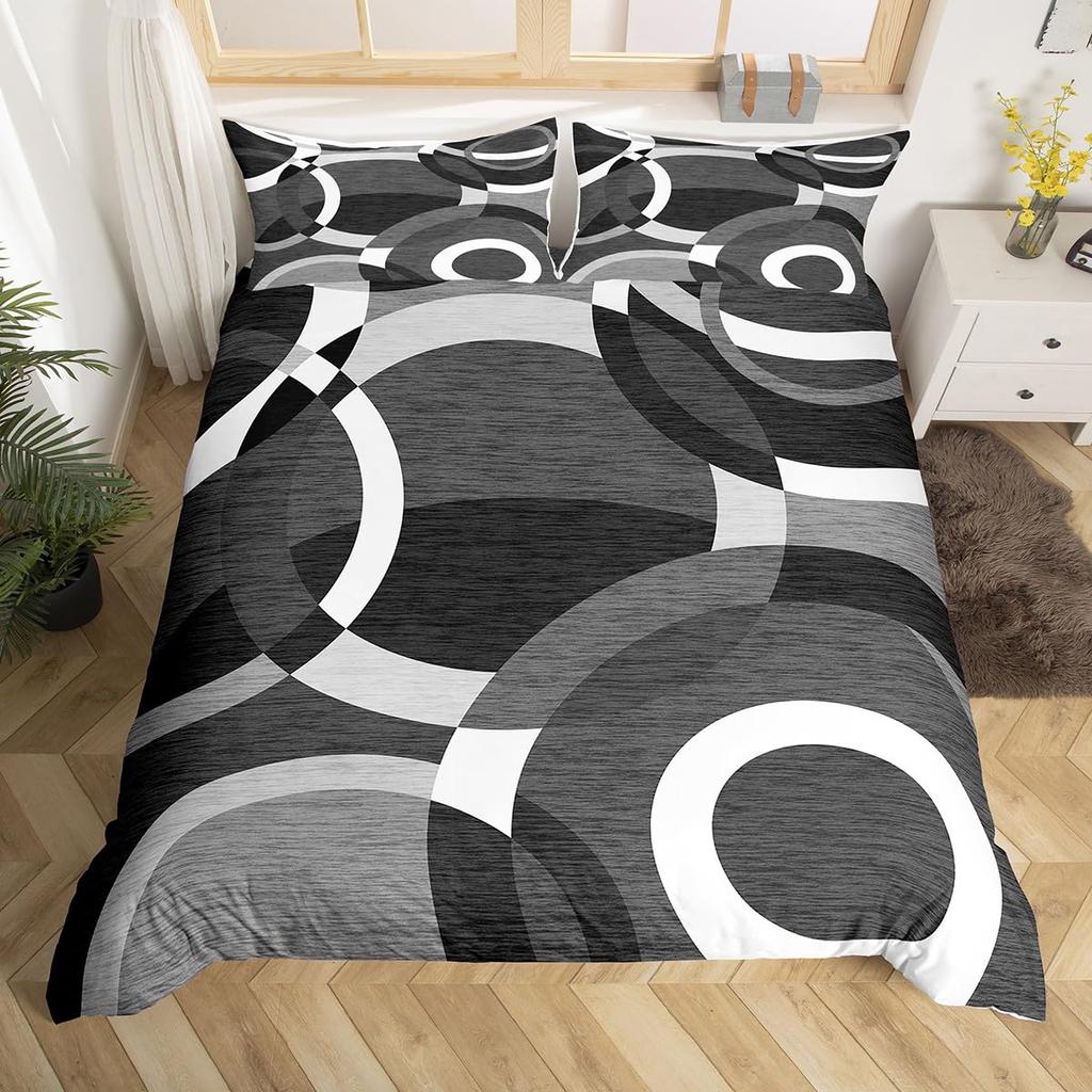 Геометрический комплект постельного белья с пододеяльником, простой узор в виде сетки из кругов, чехол для одеяла, микрофибра, геометрические формы, комплект постельного белья для мальчиков, подарок взрослому