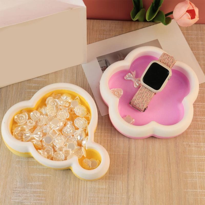 Прочная силиконовая форма для изготовления подставок из смолы, формы для DIY, форма в виде облака/цветов сливы, форма для блюда, форма для литья подставки для хранения