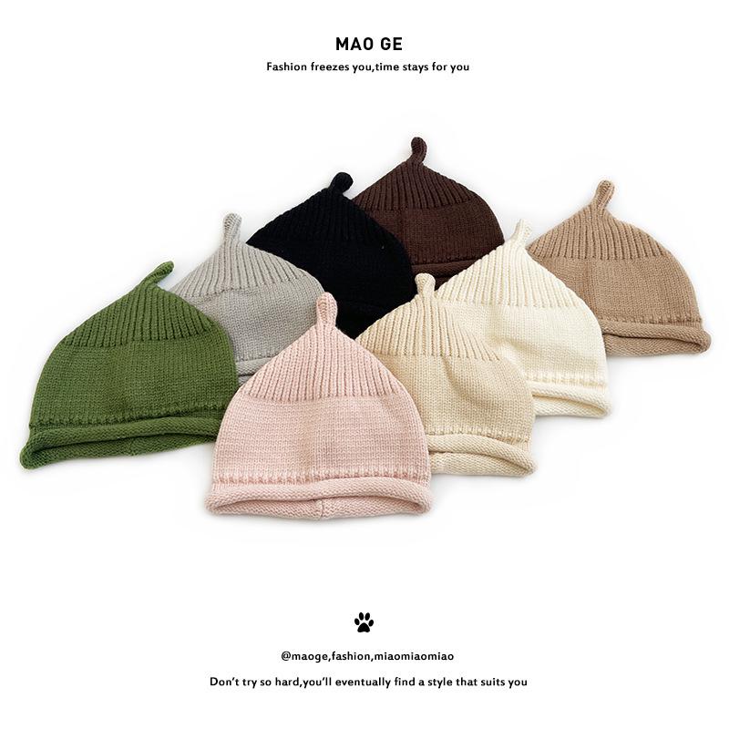 Унисекс шерстяная детская шапка "Кот Брат": Новое поступление Осень/Зима, Однотонный, Теплый трикотаж, Классический дизайн.