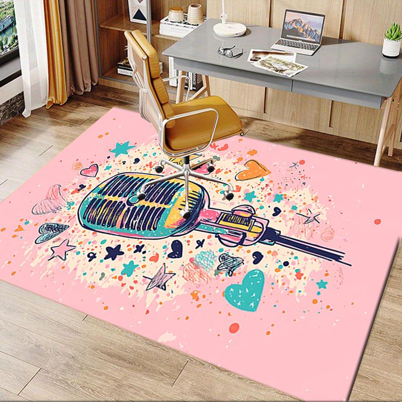 Office Carpet Chair Mat: Colorful Microphone Design, Perfect for Home Decor and Gift Ideas Suitable for Bedrooms, Living Rooms, and Various Rooms