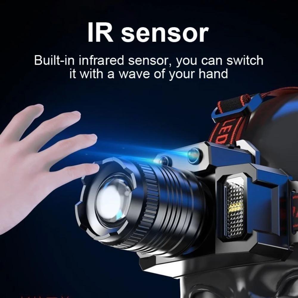 60 Вт T-51 USB перезаряжаемый налобный фонарь светодиодный COB супер яркий налобный фонарь с датчиком движения зумируемый лобный фонарь для кемпинга на открытом воздухе