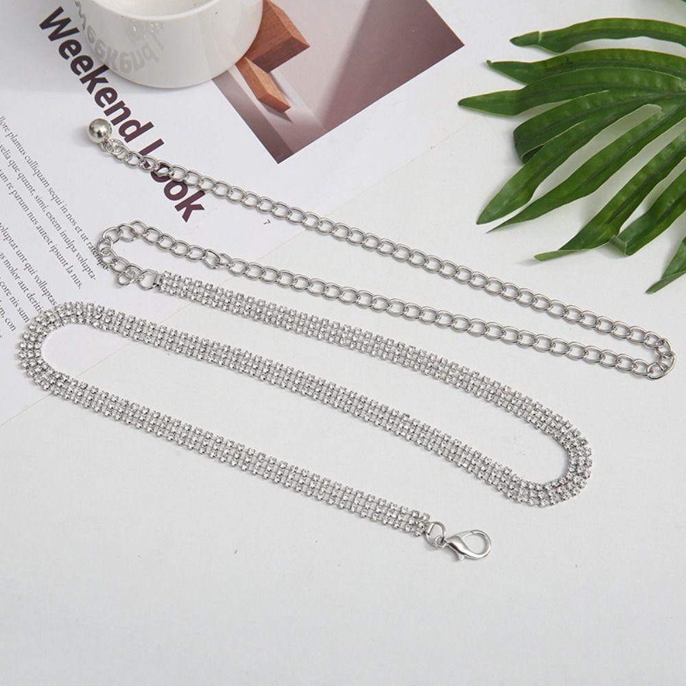 Adjustable Summer Belt Lightweight Elegant Waist Chain Rhinestone Waist Chain  Women's Accessories