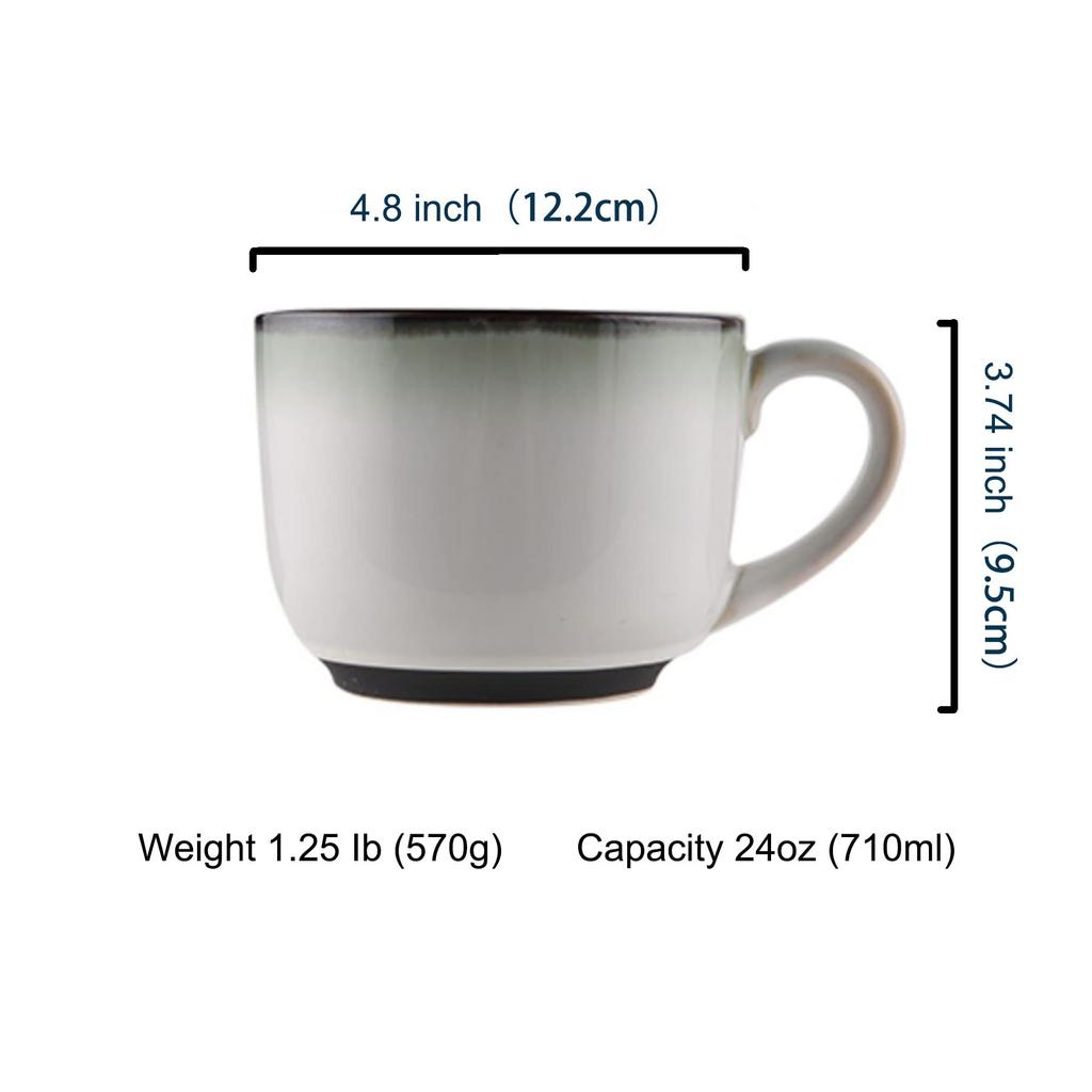 Очень большая фарфоровая кружка для овсянки с ручкой - широкая кофейная кружка, чашка для завтрака и тарелка для супа, керамическая кружка для молока, чая, фруктов, мороженого