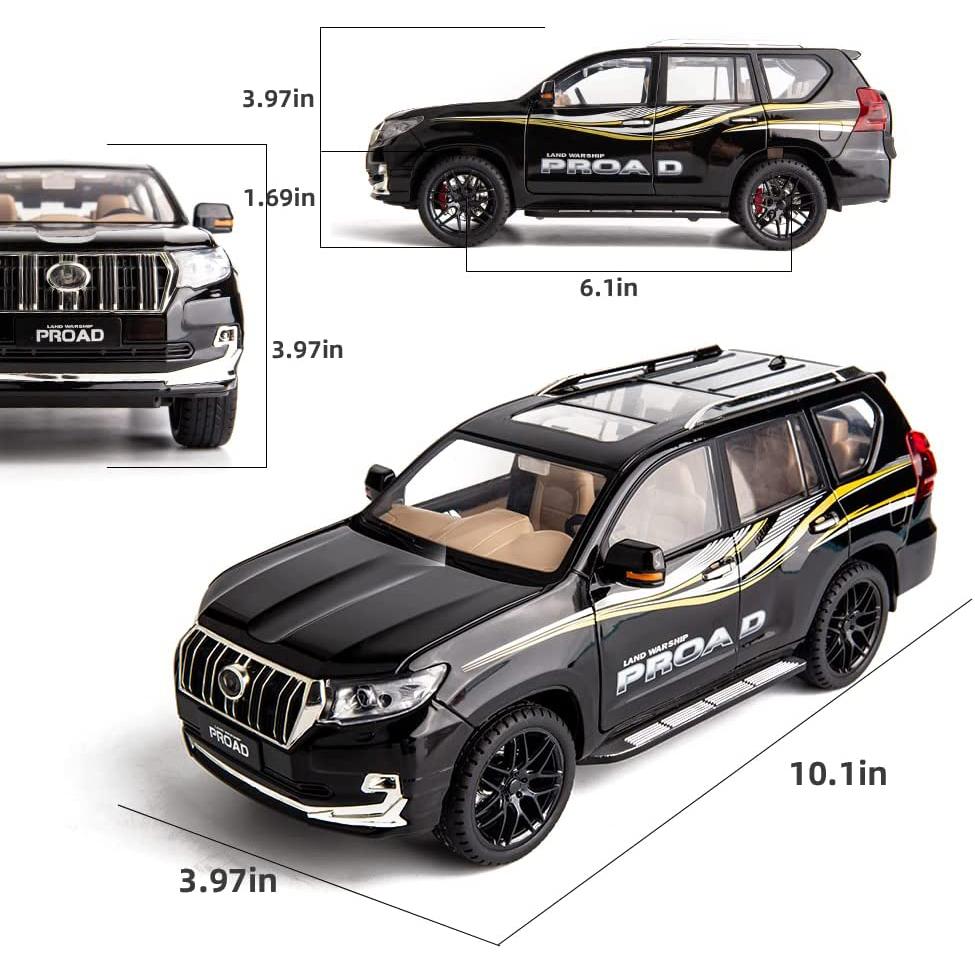 Масштаб 1/18 Toyota Prado, литая под давлением модель автомобиля, металлический сплав, коллекционные автомобили, игрушки со звуком и светом, автомобиль для детей и взрослых, подарки