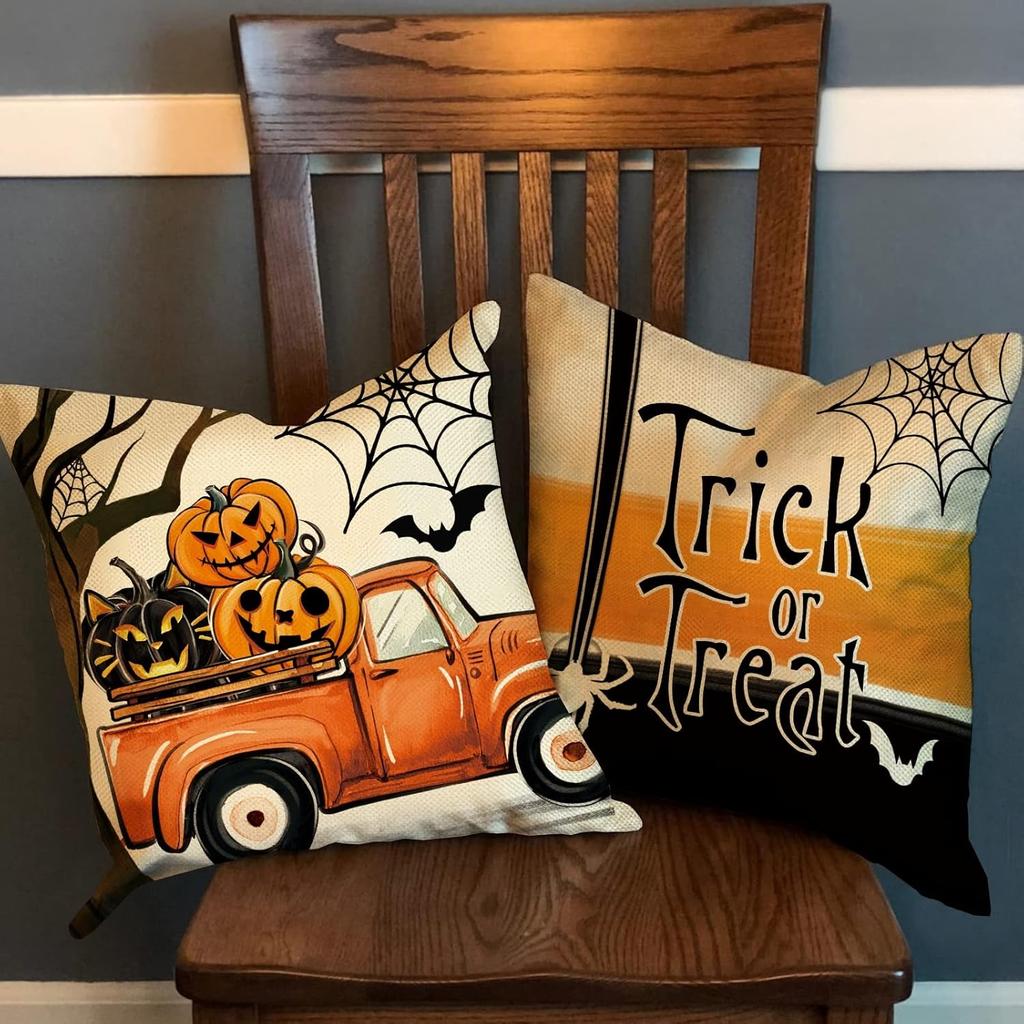 Жуткие наволочки на Хэллоуин 'Trick Or Treat', 'Happy Halloween' и с рисунками тыкв для диванной подушки