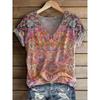 Women's T Shirt Print Graphic Paisley Vintage Stylish Classic Short Sleeve V Neck Regular Tops Daily Summer Spring