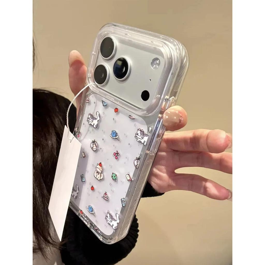 Кошка в звездочках подходит для чехла на мобильный телефон Apple 17Promax IP16 прозрачный 15 кейс для пространства 14 милый 13 мягкий