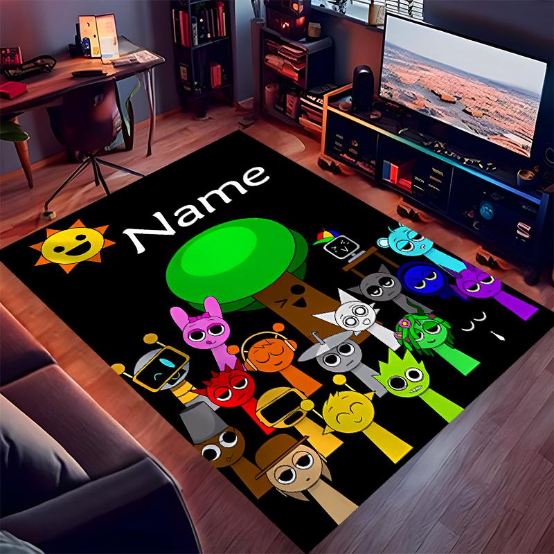 Custom personalization Sprunki themed Print Area Rug - Soft, Washable Non-Slip Indoor Mat,Living Room,Home&Office Decorative Rug