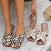 Women's Square Toe Slippers Retro Open Toe Flat Casual Beach Shoes for Women Outdoor Light Women's Slides Shoes Female Sandals