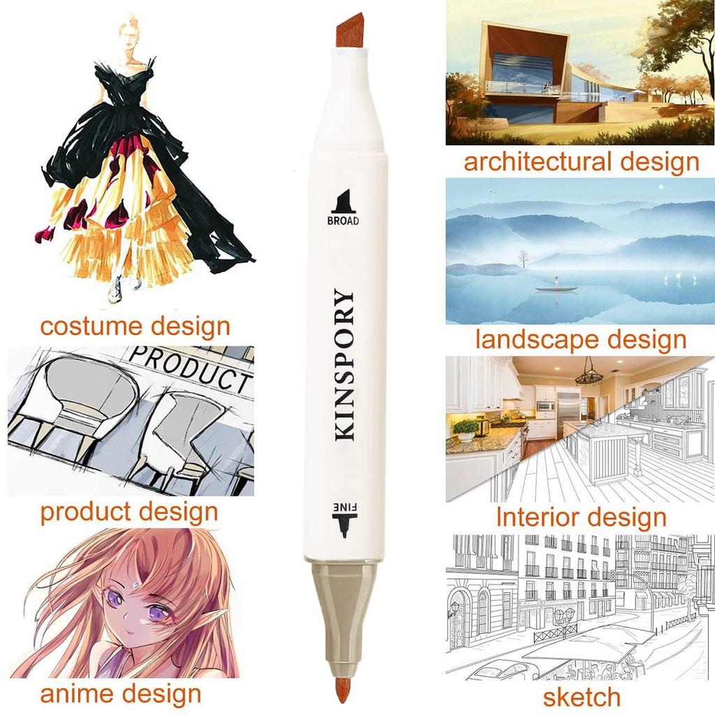 KINSPORY Alcohol Markers 160 Colors Dual Tip Permanent Art Markers for Artist Easy Storage with Aluminum Coloring Book Pen for Adults and Kids